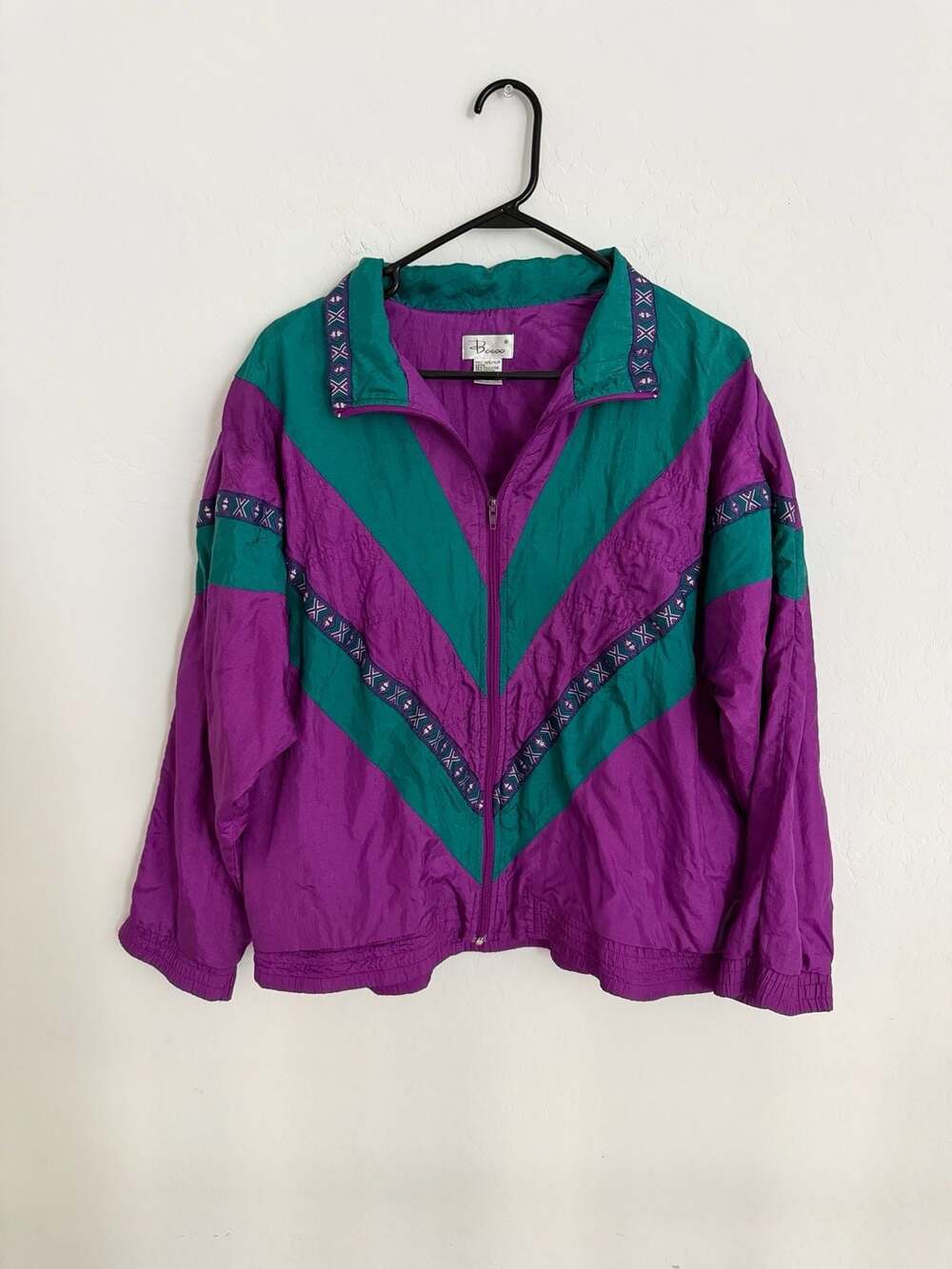 Vintage 90s Bocoo Chevron Colorblock Nylon Windbreaker Track Jacket